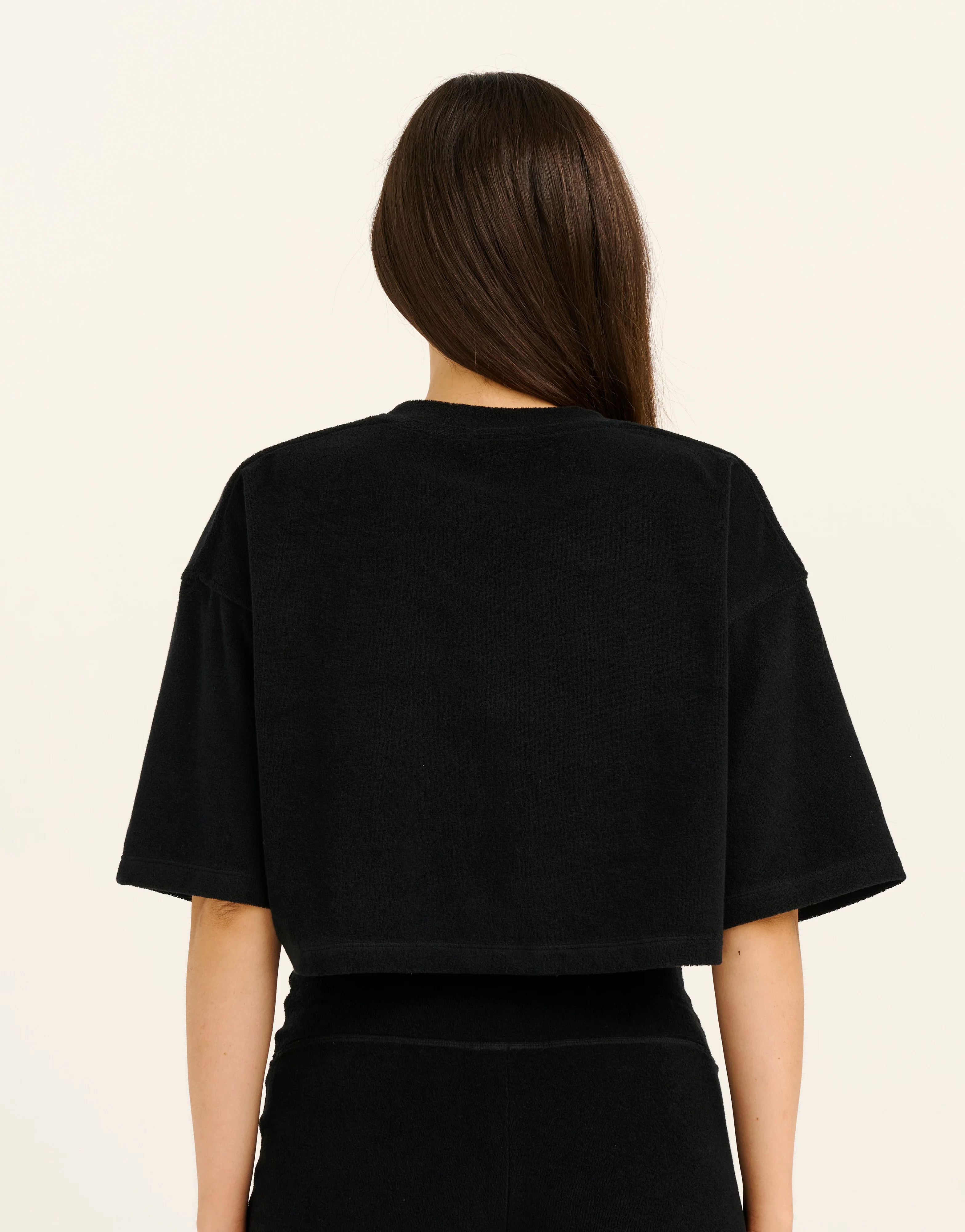 Terry Crop Tee - Black - Image 3