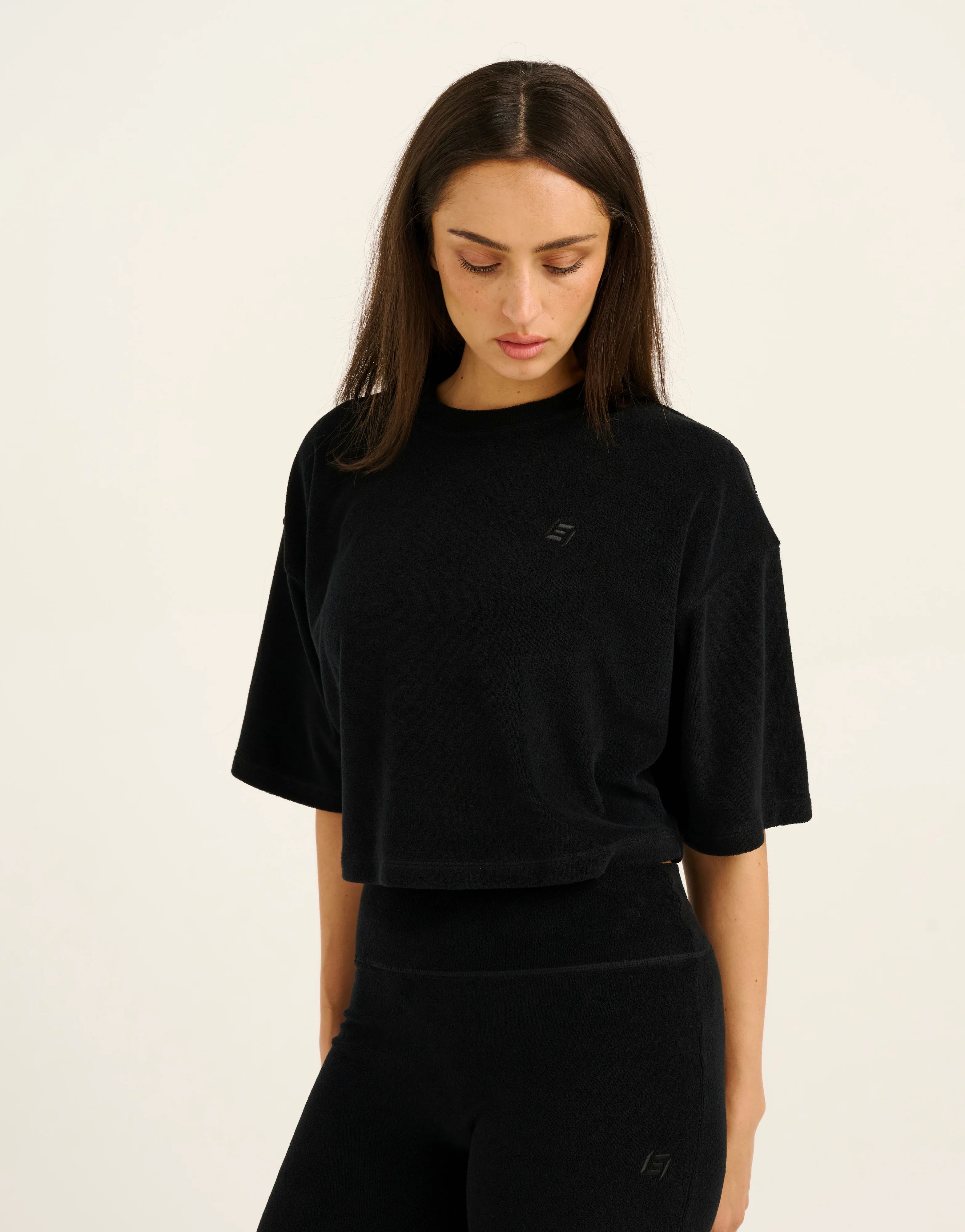 Terry Crop Tee - Black - Image 4