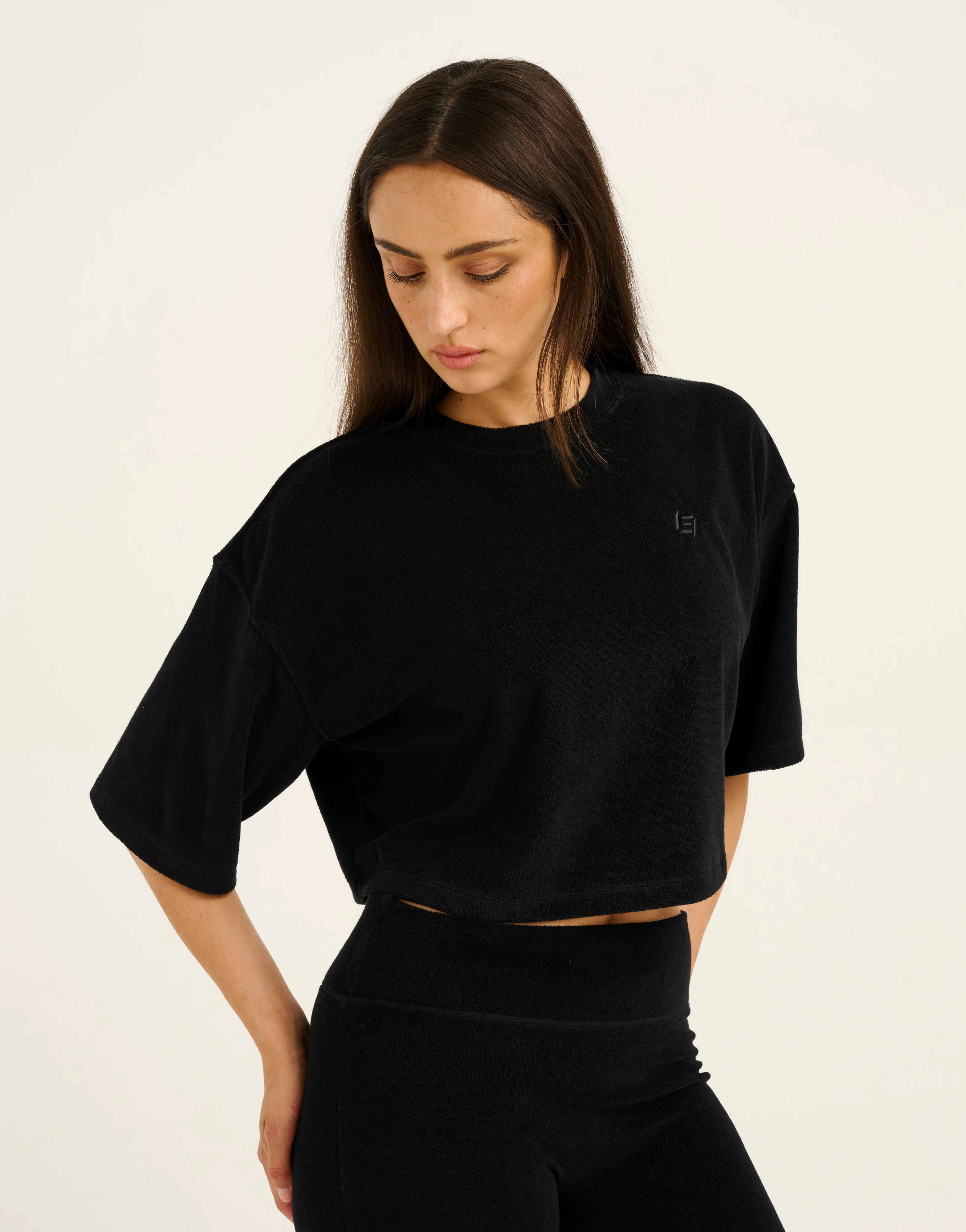 Terry Crop Tee - Black - Image 6
