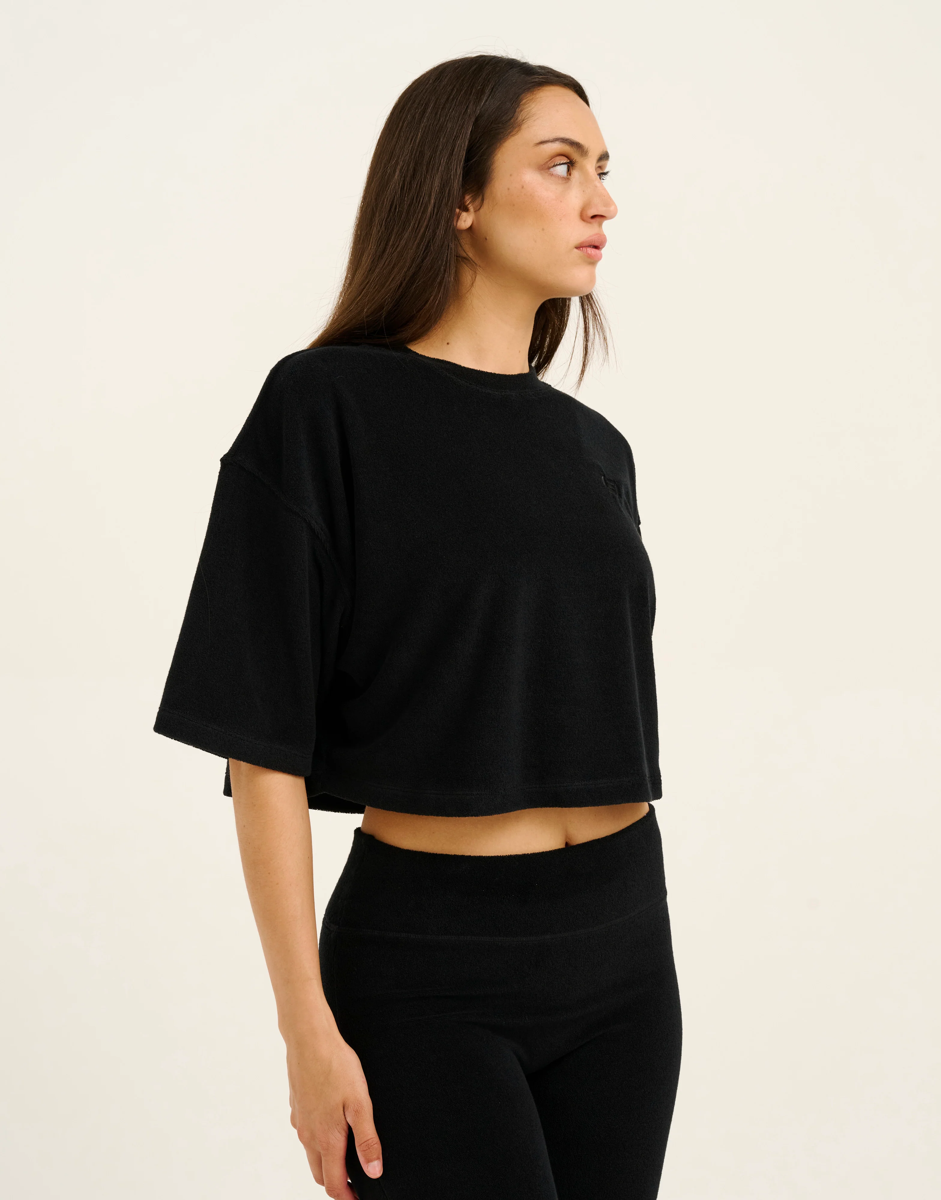 Terry Crop Tee - Black - Image 8