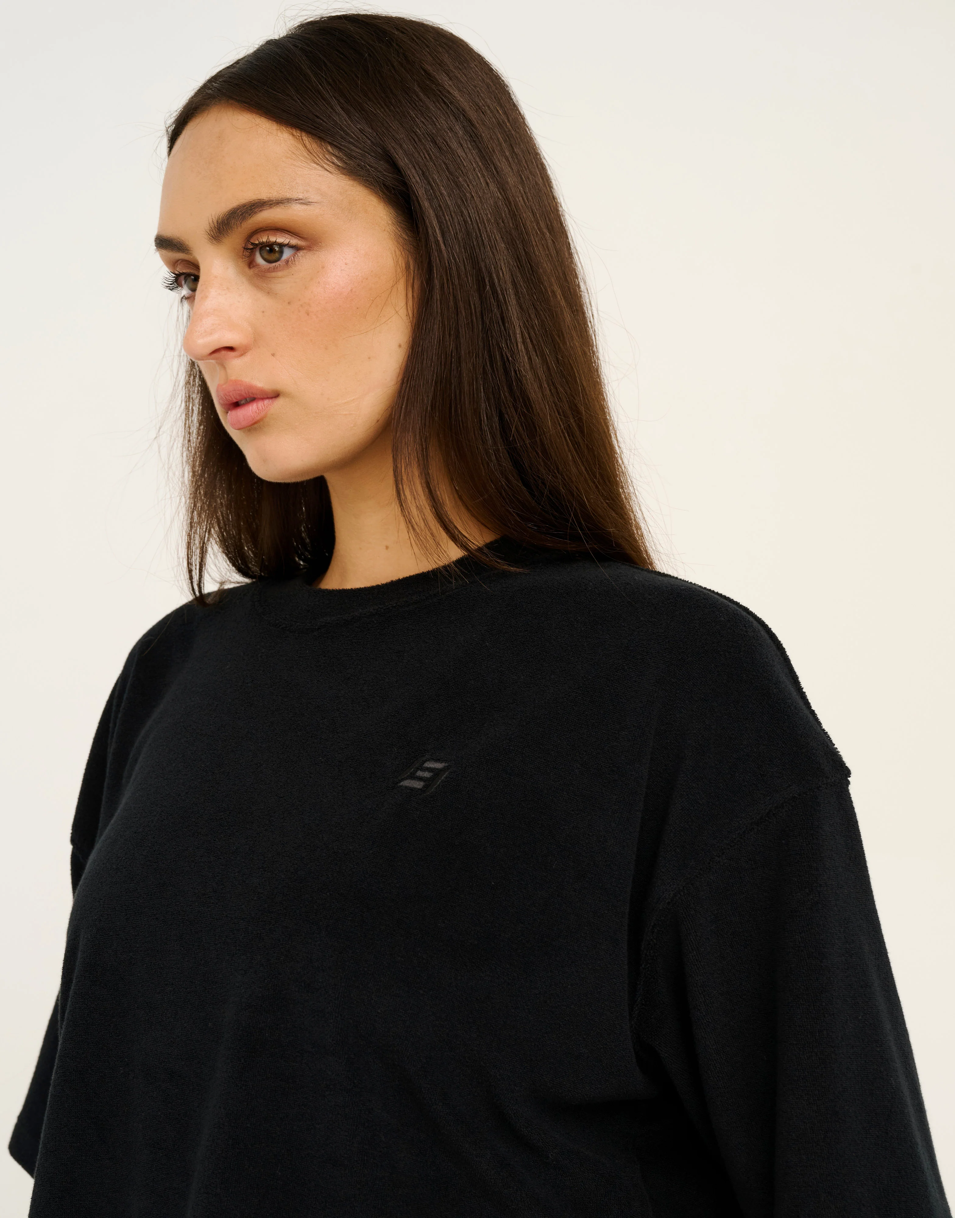 Terry Crop Tee - Black - Image 9