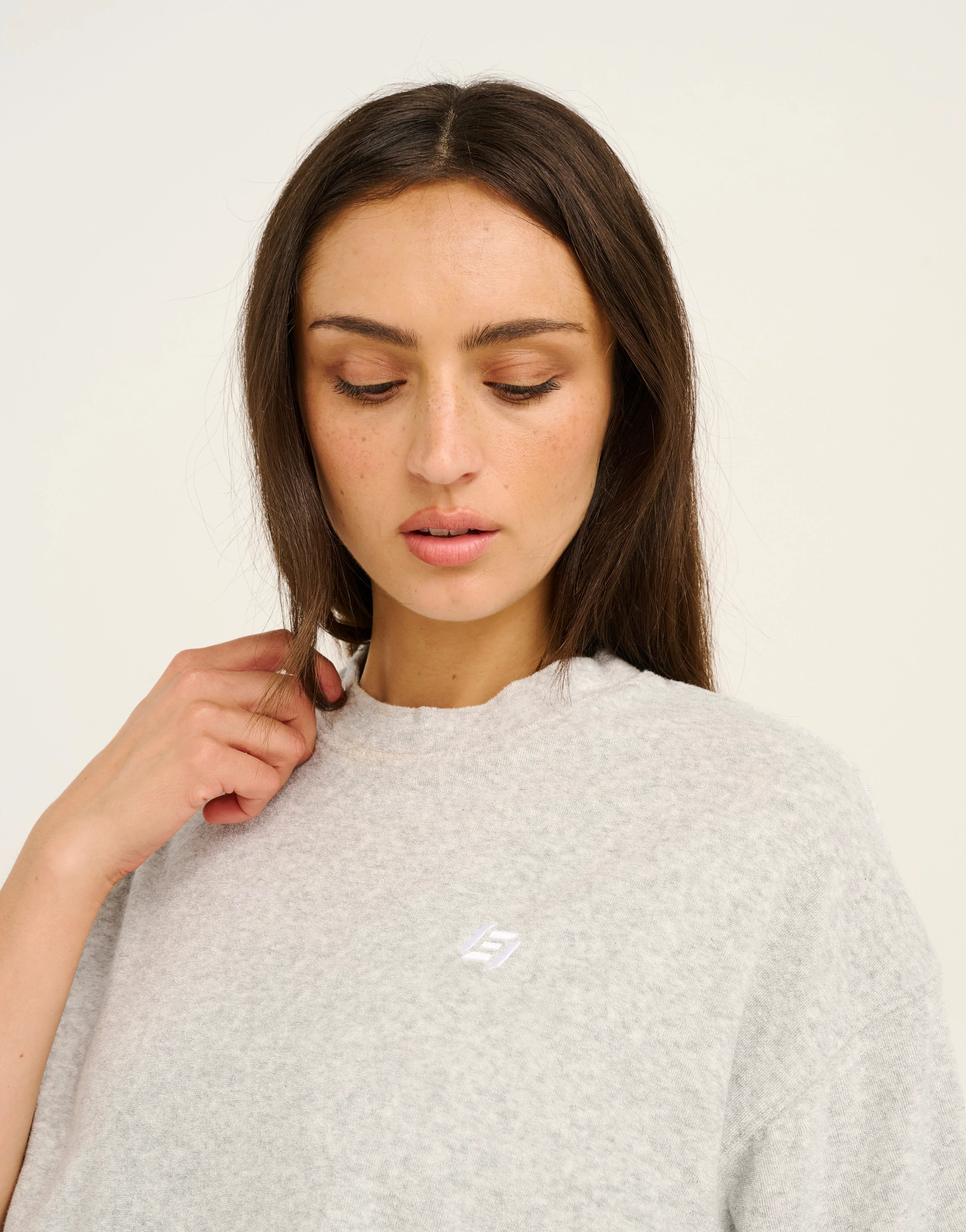 Terry Crop Tee - Grey Marle - Image 3