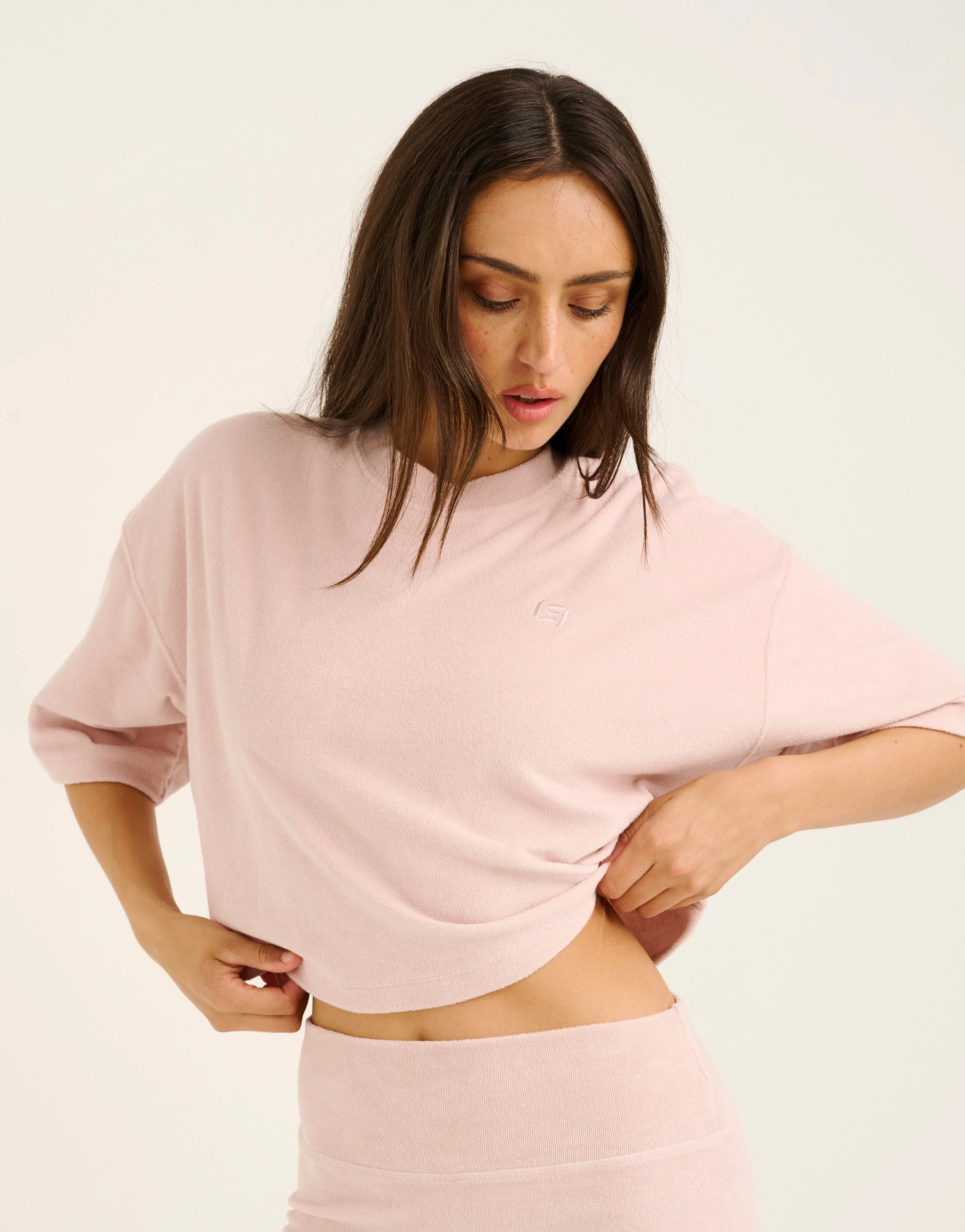 Terry Crop Tee - Mauve - Image 12
