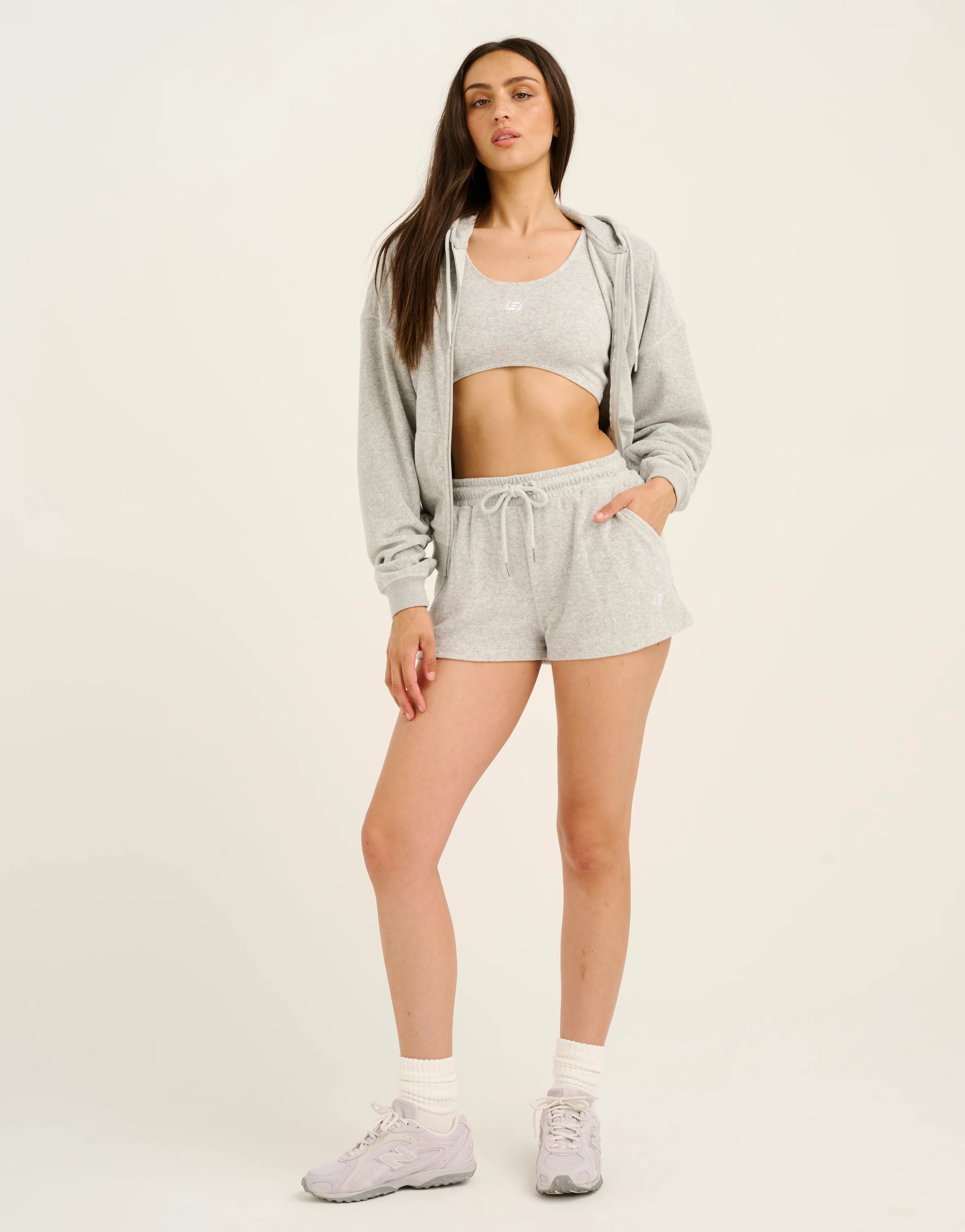 Terry Zip Up Hoodie - Grey Marle - Image 10