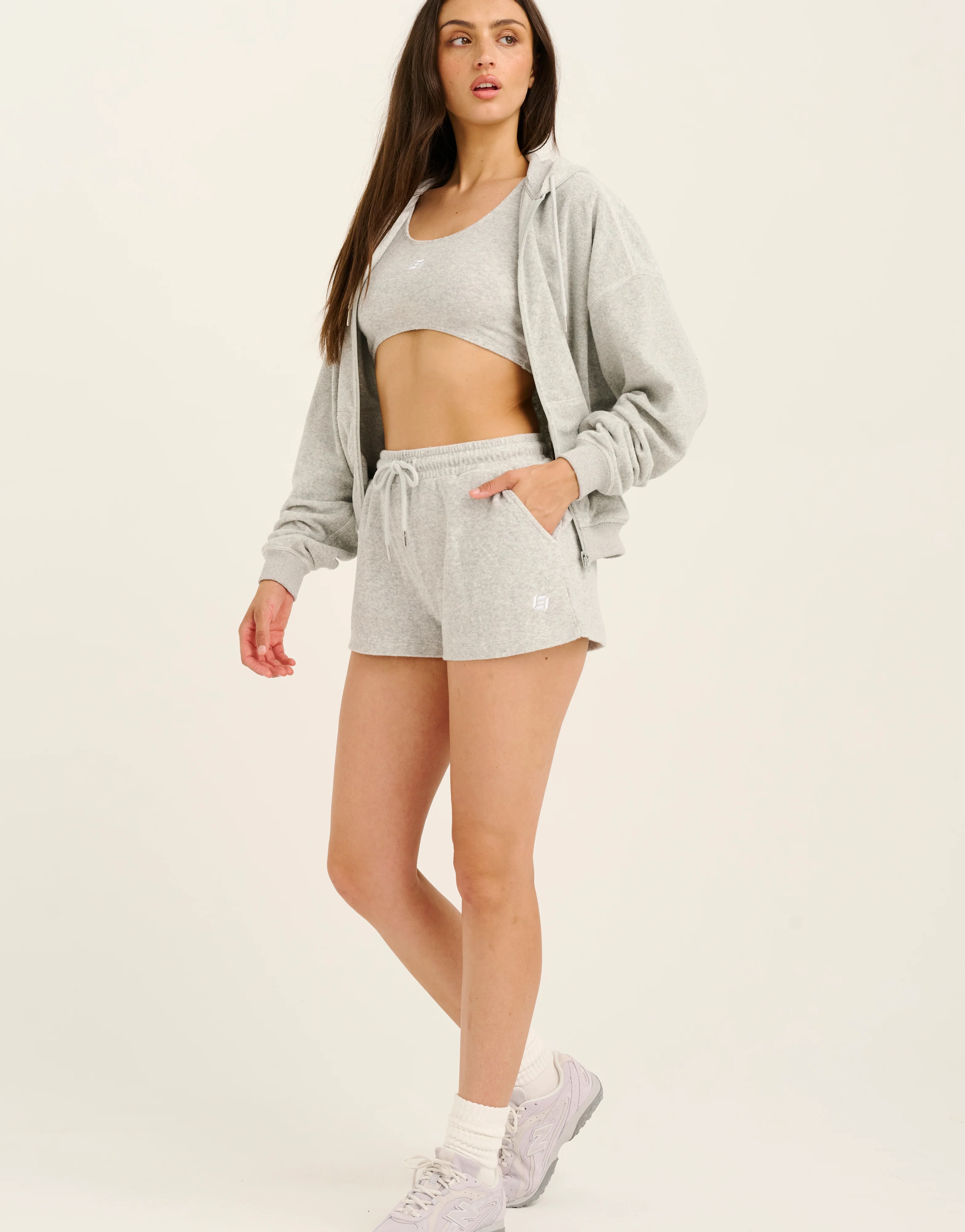 Terry Zip Up Hoodie - Grey Marle - Image 12