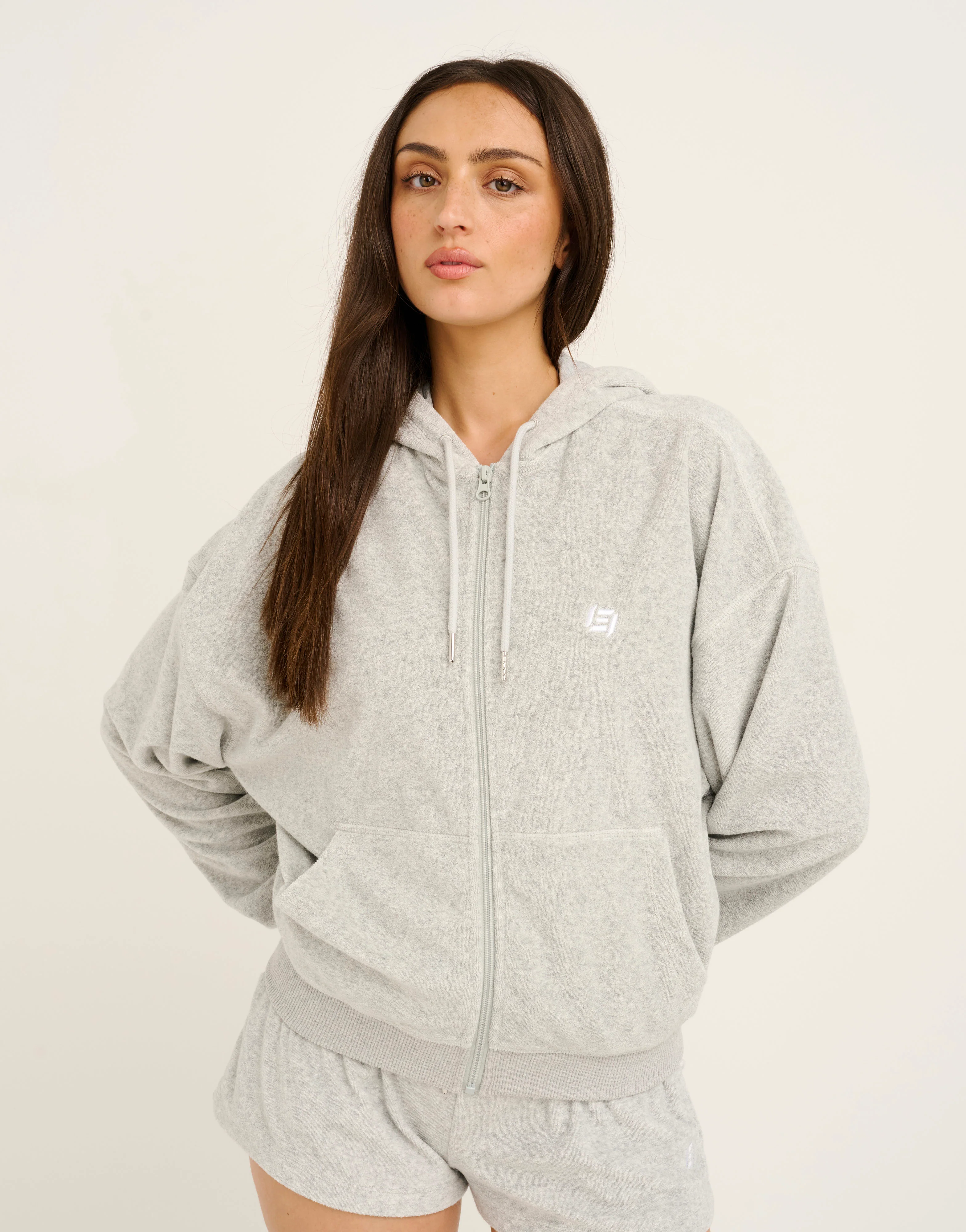 Terry Zip Up Hoodie - Grey Marle - Image 3