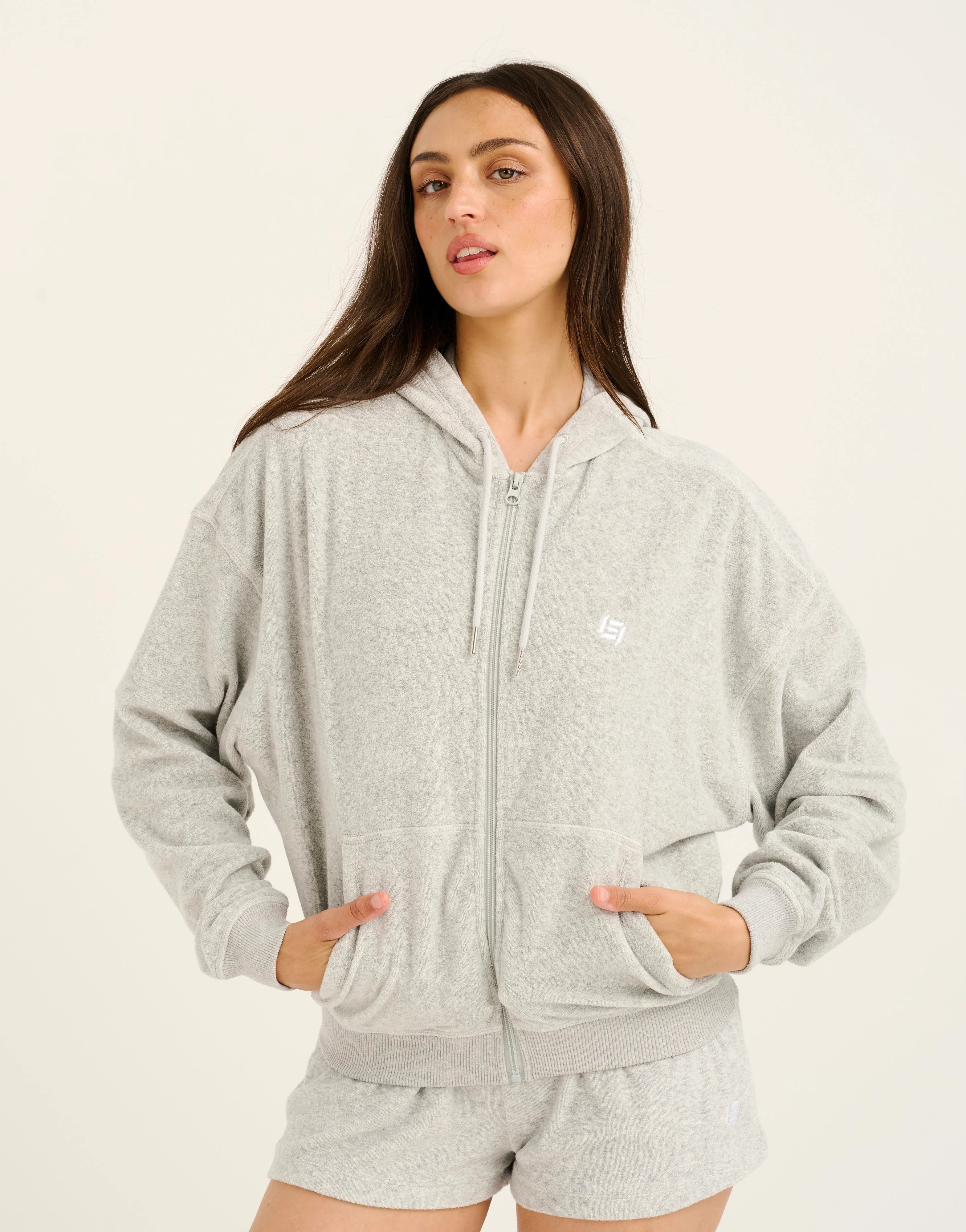 Terry Zip Up Hoodie - Grey Marle - Image 5