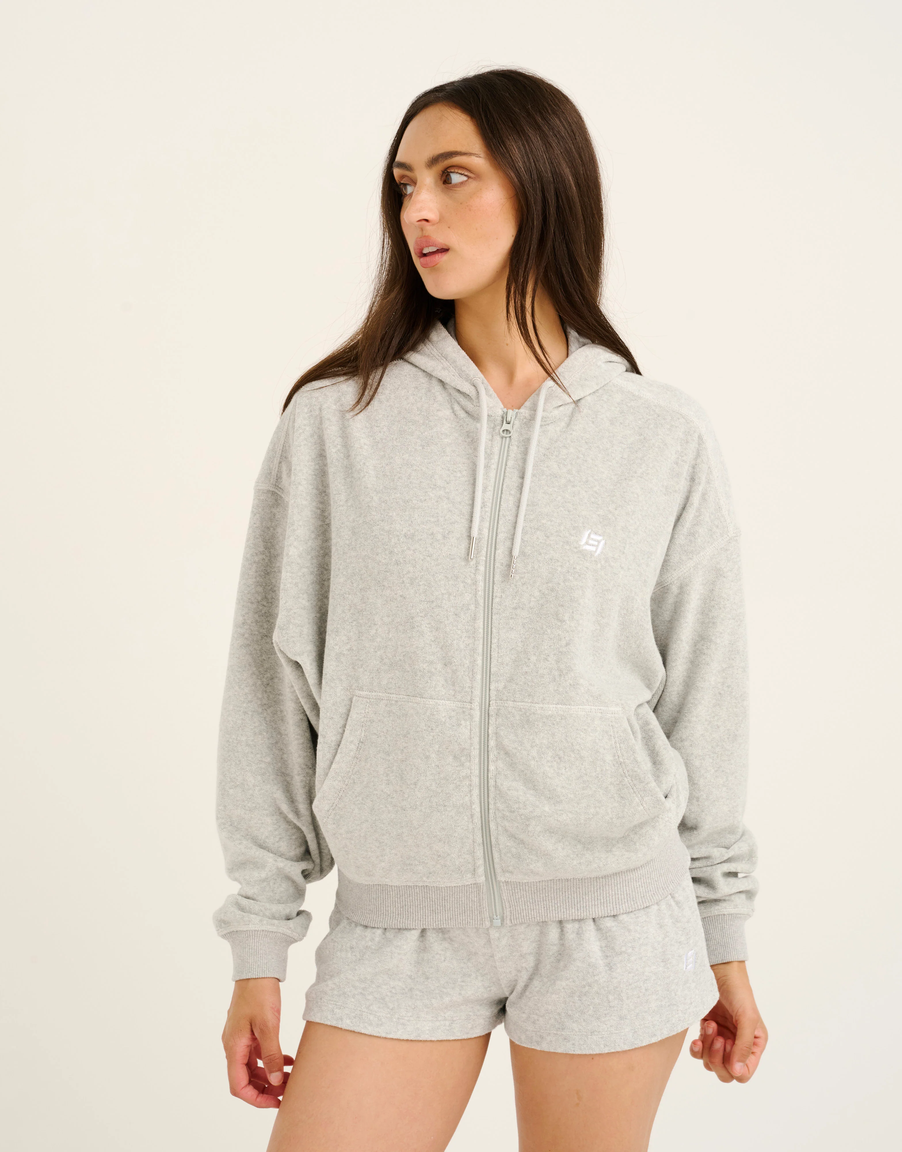 Terry Zip Up Hoodie - Grey Marle - Image 7