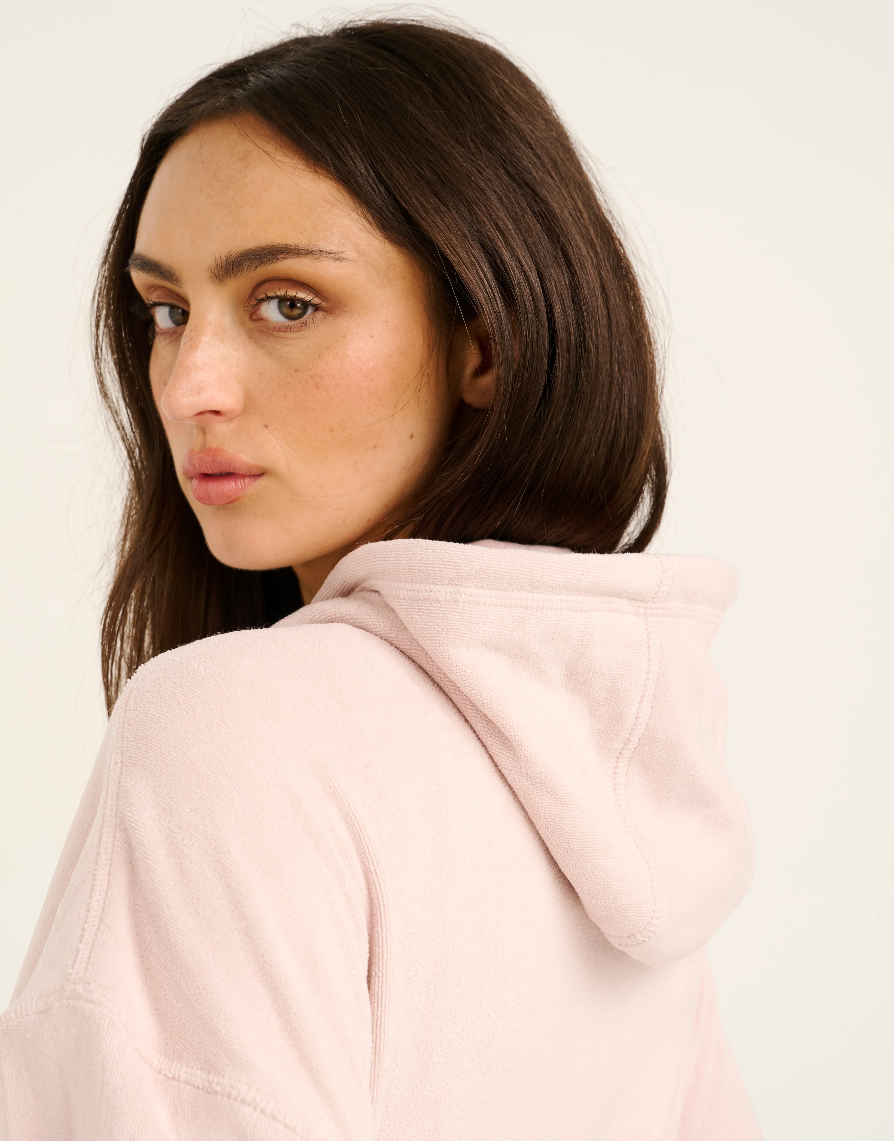 Terry Zip Up Hoodie - Mauve - Image 13