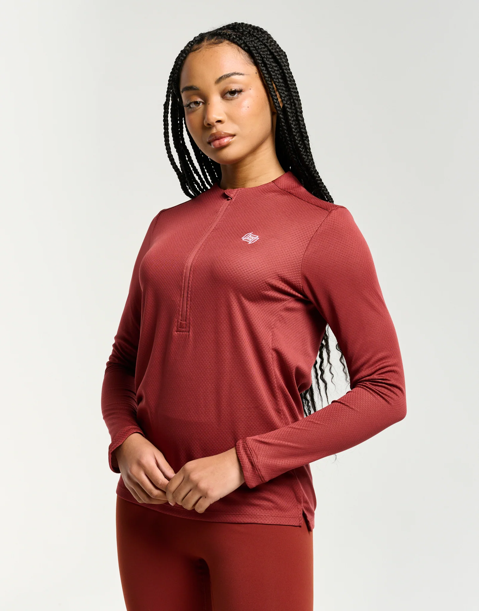 Velocity Quarter Zip Running Top - Brown - Image 8